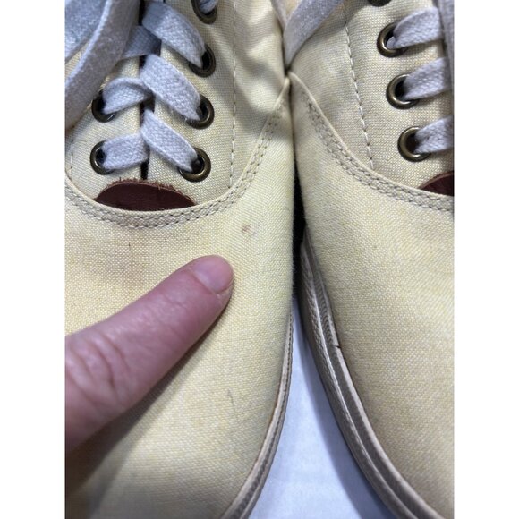 Polo Ralph Lauren Yellow Vaughn Sneakers Canvas Lace-Up Tennis Shoes Mens - Picture 2 of 11